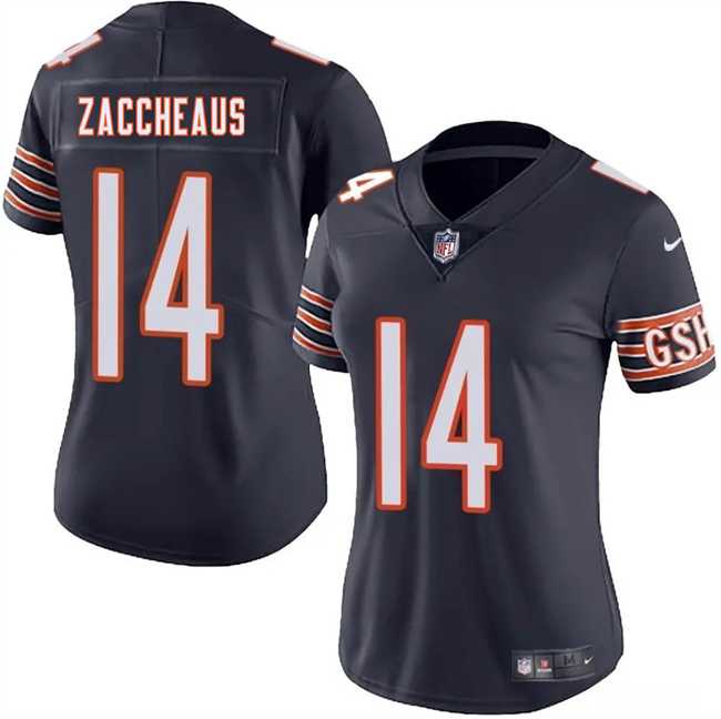 Womens Chicago Bears #14 Olamide Zaccheaus Navy 2025 Vapor Stitched Jersey Dzhi